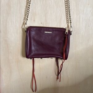 Rebecca Minkoff leather mini  five zip crossbody. Color is burgundy
